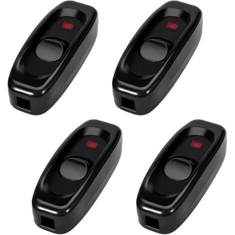 4 Pièces Interrupteur Lampe de Chevet, Interrupteurs avec Voyant Lumineux, ON/OFF à Touche Basculante 250V 10A pour Cordon Lampe Table Petits Appareils, Interrupteur Intermédiaire avec Fonctio (1/5)