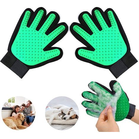 Pet Grooming Mitt, Pet Cleaning Mitt, Dog Brush Mitt, Cat Grooming Massage, for Hair Removal (Green)
