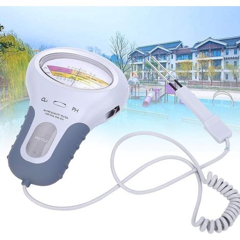 pH-mètre numérique - pH et chlore - Testeur d'eau - Mesure de l'eau - Test de piscine - Qualité de l'eau de piscine - Testeur d'eau avec sonde - pH-mètres numériques pour l'eau - Entretien de piscine (1/5)