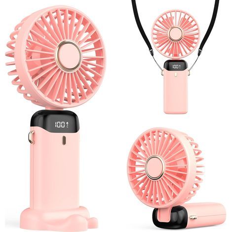 Tragbarer USB-Ventilator mit 800 mAh, LED-Anzeige, 3-in-1-Funktion (Hand-/Nacken-/Tischventilator), faltbar und um 90° neigbar, ideal für Sommer, Büro, Schlafzimmer, Reisen, Geschenk für Erwachsene un (1/5)