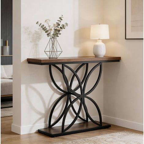 Console da ingresso industriale 120 x 30 x 83 cm, MDF e metallo, nero e marrone DESVIAE (1/5)