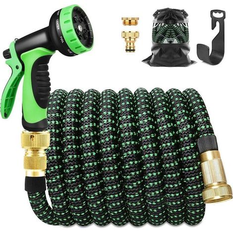 3x 30m Telescopic Water Hose, 9 Function High Pressure Water Gun Garden Hose, Brass Accessories (1/5)