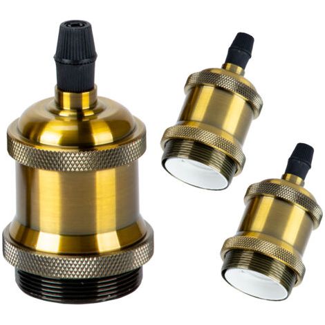 royaluxe- 3PCS E27 Pied De Lampe Simple Retroe Plafonnier Vintage Lampe Suspendue D'Intérieur Bronze