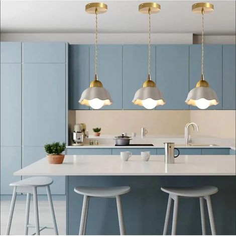 3x Lampe Suspension Industriel,Lustre Retro Abat-jour en Céramique Design Fleur Lampe de Plafond Style Vintage pour Salon (1/5)