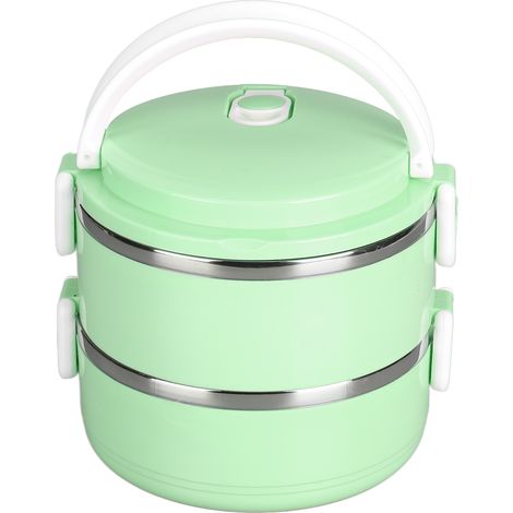 Thermos-Lunchbox, stapelbar, isolierte Warmhaltebox, runde Lunchbox aus Edelstahl 304, doppelwandig, verdickt (grün) (1/5)