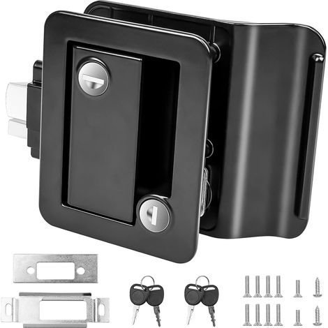 Serrure de porte de camping-car noire de remplacement, loquet de porte de camping-car amélioré avec pêne dormant à palette 4 clés, serrure de porte de camping-car pour remorques de voyage, transporteu (1/5)