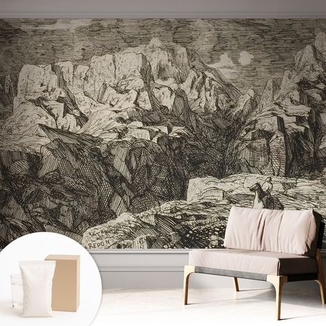 Fototapete Vliestapete mit Kleber - modern Wohnzimmer - Wanddekoration - einfach anzubringen Berglandschaft 312x219 cm (1/5)