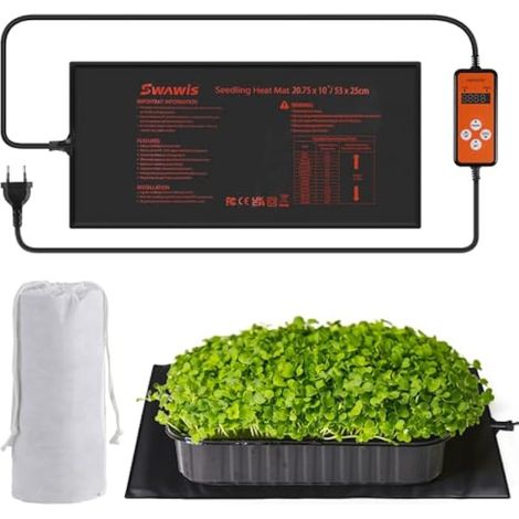 Tapis chauffant pour plantes 55 W, 52,7 x 25,4 cm, avec thermostat, plage de température : 5-45 °C, IP67, pour semis, reptiles, brassage amateur. (1/5)