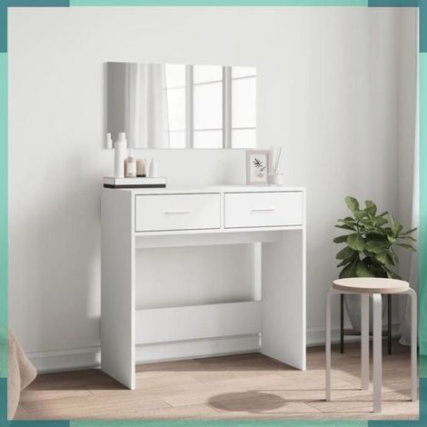 840702 Coiffeuse avec miroir blanc 80x39x80 cm (1/5)