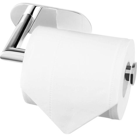 Soporte para papel higiénico autoadhesivo de acero plateado pulido, sin soporte, para baño y cocina. (1/5)