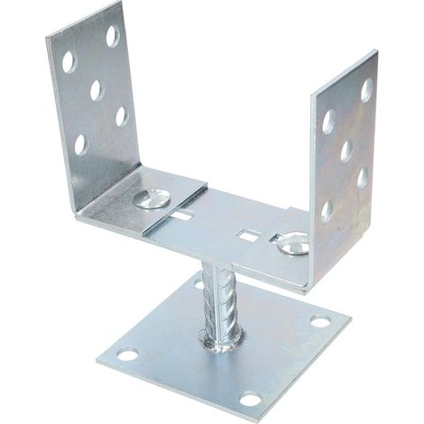 KOTARBAU Support de poteau en U - Largeur réglable de 0 à 165 mm - À visser - Argenté (1/5)