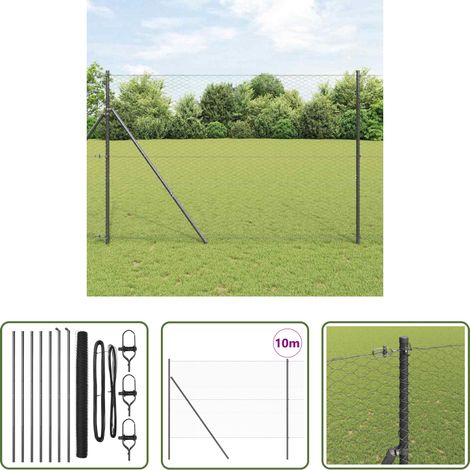 vidaXL Sécurité extérieure - Poteau de clôture. Gris 10 x 1,6 m (maille de 36 mm) (1/5)