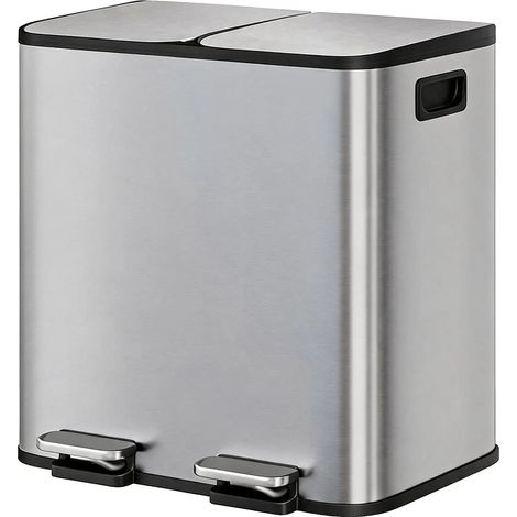 Mülltonne, Dual-Compartment, Soft-Close-Deckel, Silber (1/2)