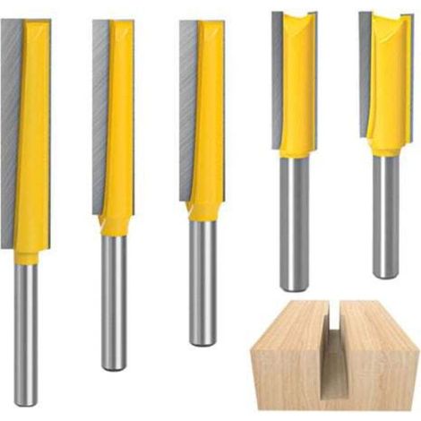 5-Piece 8mm Router Bit Set, Copying Bits, Carbide Router Bits, Extra-Long Wood Router Bits, Grooving Bits for Woodworking, Straight Router Bits for Woodworking