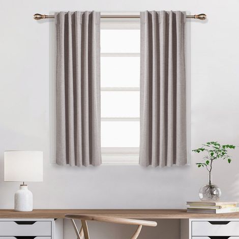 Cream Linen Faux Linen Polyester Blackout Curtains 137 x 117 cm (1/5)