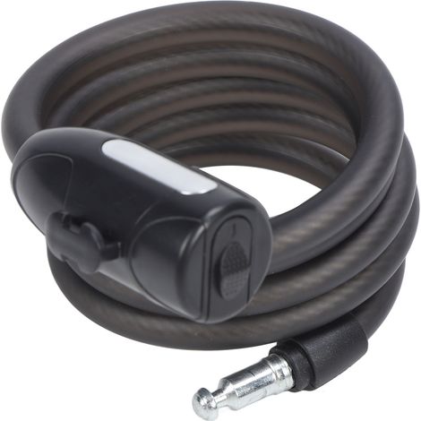 Câble antivol de vélo de 1,5 m (4,9 pi) de long, noir mat, avec 2 clés, câble en acier épais enroulé en PVC et support de fixation pour l'extérieur (1/5)