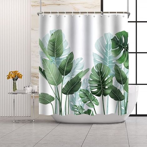 Rideau de douche imprimé, rideau de douche en polyester résistant à la moisissure imperméable avec 12 crochets pour salle de bain ou baignoire (1/2)