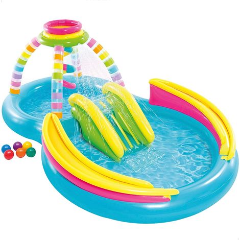 Parco Acquatico Colorato Palline Gonfiabile Piscina con Scivolo per Bimbi