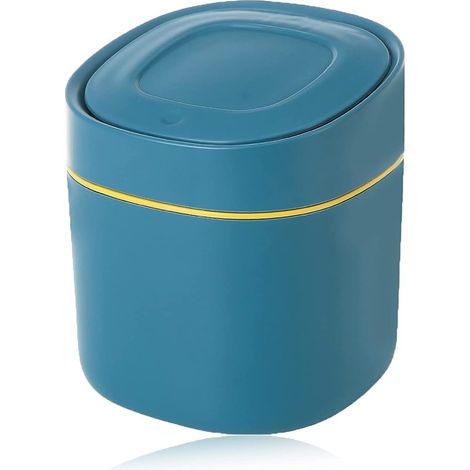 Poubelle De Bureau - Poubelle À Couvercle Avec Bouton Poussoir - Pour Bureau Cuisine Salle De Bain Chambre Voiture - 1 Pièce (1/5)