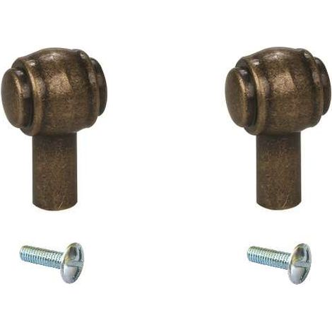 2x bouton de meuble à visser vintage métal bronze laiton M4 antique rustique rétro porte tiroir cuisine salle de bain (1/2)