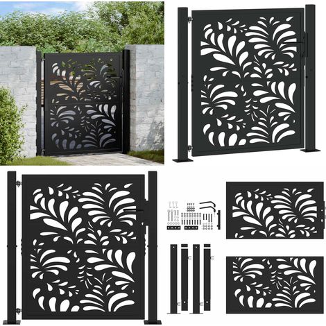 vidaXL Gartentor Schwarz 105x106 cm Stahl Wellen-Design (1/5)