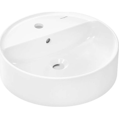 Hansgrohe Xuniva S - Lavabo sobre encimera, diámetro 45 cm, con rebosadero, agujero para grifo, SmartClean, blanco 61076450 (1/2)