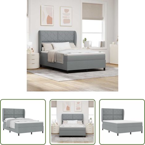 Matratze -  Boxspringbett mit Matratze Hellgrau 160 x 200 cm Stoff (1/5)