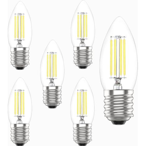 Ampoule LED E27 à vis Edison, 4 W (équivalent à 40 W), blanc lumière du jour 6000 K, filament transparent non dimmable, lot de 6 [Classe énergétique A+] (1/5)