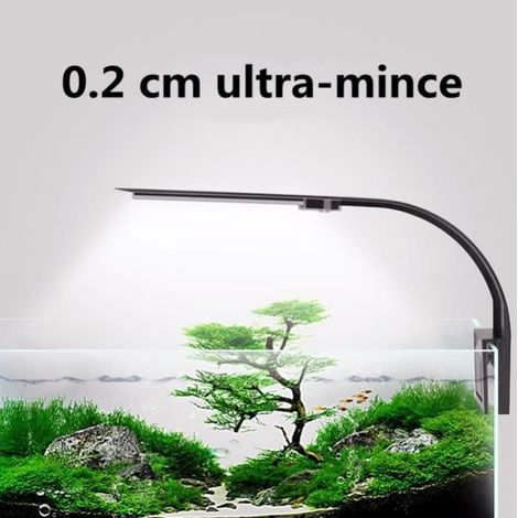 Ultradünne LED-Leuchte für kleine Aquarien, Mini-Clip-On-Aquarienleuchte mit 24 weißen und blauen LEDs für Aquarien von 30-60 cm Länge (1/4)