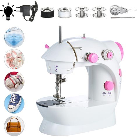 Mini machine à coudre, réglable, 2 vitesses, double fil, portable, électrique, multifonctionnelle, pour usage domestique