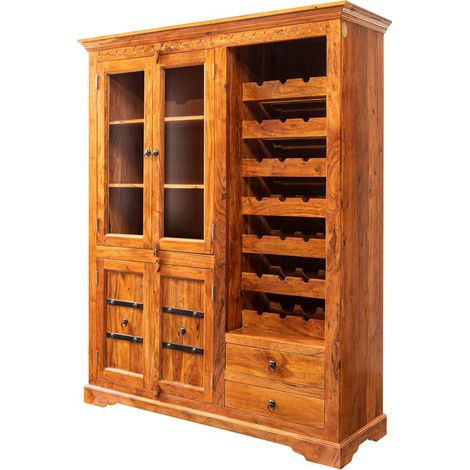 porta bottiglie in legno di Acacia 144x47x180 miele dorato laccato OXFORD 0519