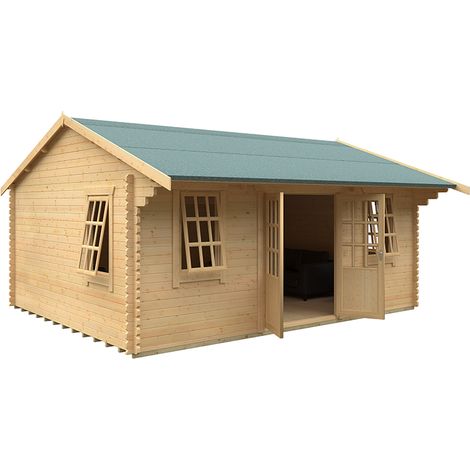 20x16 The Dalton 44mm Cabin - L595 x W475 x H313.9 cm - Solid Wood/Softwood/Pine - Natural