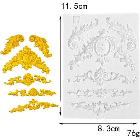 Decorazione vintage europea a rilievo, stampo in silicone liquido, 1 pezzo con dimensioni 11,58,30,8 cm
