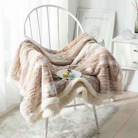 Couverture - Douillette - Beige - 70x100 cm - Polyester - Warm