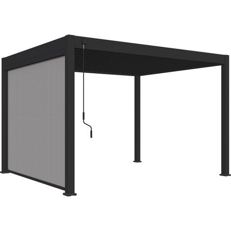 tenda laterale motorizzata per pergola ombréa "vs" in textilene antracite lato 3 mt