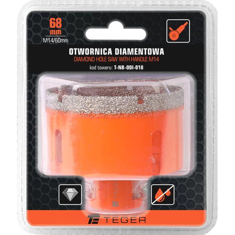 Scie cloche diamantée avec porte-scie M14/68 mm / Teger (1/3)