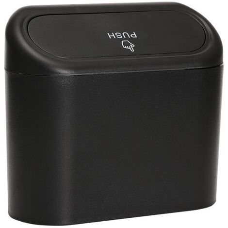 Poubelle de voiture noire avec couvercle, compacte et à porte clipsable (1/5)