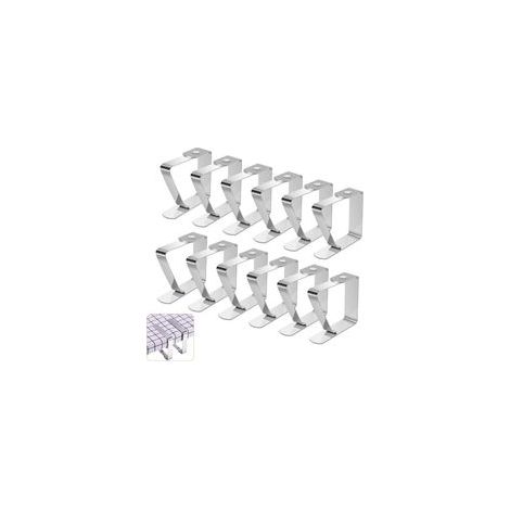 Pince Nappe Inoxydable, 12 Pièces Pinces Pour Nappe de Table, Pince Nappe Clip Exterieur Ajustable, Attache Nappe Jardin pour Cuisine Bureau Restaurant Pique-Nique Mariage Fête, 5 x 4 (1/5)