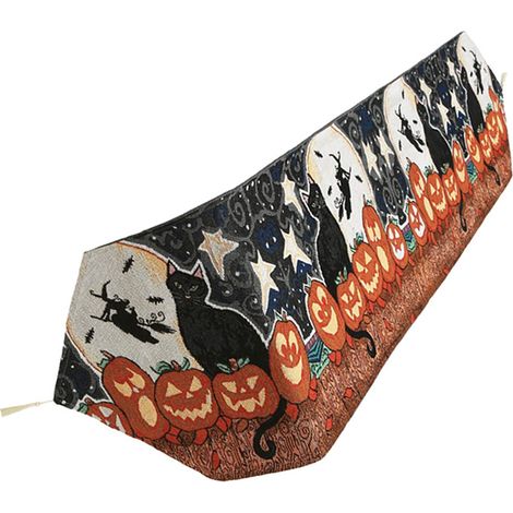 Tischläufer aus Baumwolle und Leinen für Halloween-Dekorationen, Esstisch, 33 x 180 cm (1/5)