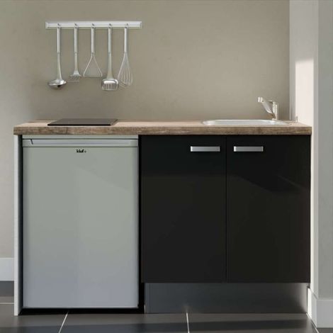Kitchenette K17L-PT - 140 cm - plan stratifié, évier inox, électroménager inclus (1/5)