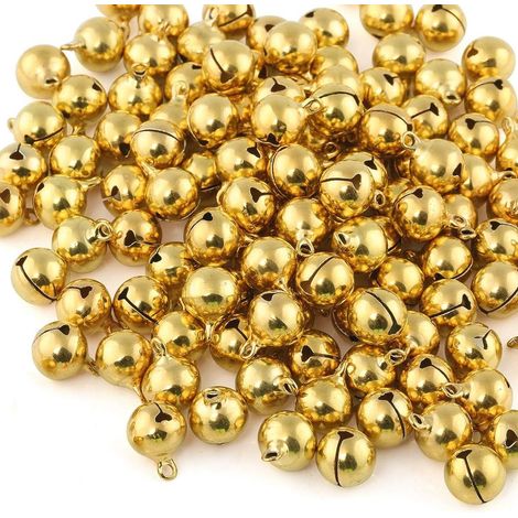 120 Stück kleine Glöckchen, goldene Glöckchen aus Metall, Weihnachtsglöckchen zur Schmuckherstellung oder als Weihnachtsdekoration – 12 mm. (1/5)