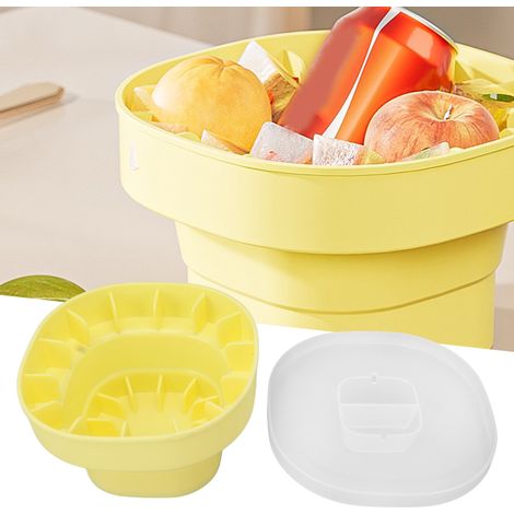 Seau à glace télescopique pliable en silicone, glaçons faits maison, boîte de conservation de glace souple de qualité alimentaire pour usage commercial et domestique, curcuma. (1/5)