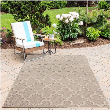 Tapis géométrique intérieur et extérieur moderne Marietas Beige 240x340 (1/5)