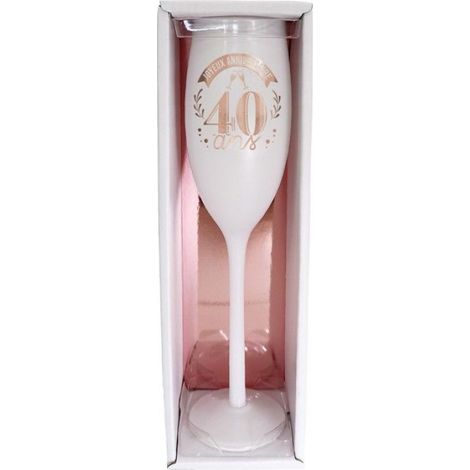 Flûte à champagne - - Anniversaire 40 ans - Verre blanc et rose - Élégante - 1 pièce (1/3)