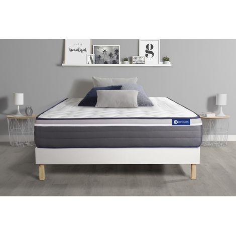 Ensemble matelas ACTIMEMO PLUS 90x190 Mémoire de forme Maxi épaisseur 7zones de confort + sommier KIT blanc (1/5)