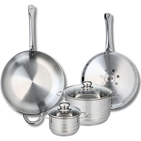 ELO 9882450 - Set di 2 padelle da forno Elo Profi, 28 e 32 cm e 2 padelle da 14 e 20 cm lucido, in acciaio inox, induzione (1/5)