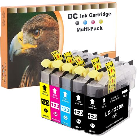 Cartouche d'encre Compatible pour Brother LC-123 LC123 XL pour Brother DCP-J132W DCP-J150 Series DCP-J152W DCP-J152WR DCP-J172W DCP-J4110DW DCP-J4110W DCP-J552DW DCP-J752DW MFC-J6920DW (5-Pack) (1/5)