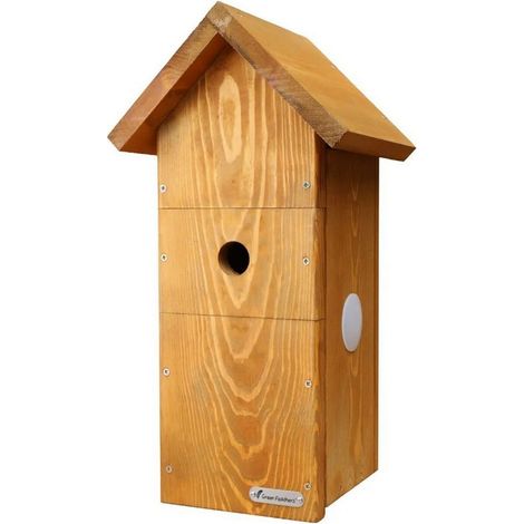450mm Solar Camera Ready Bird Box with Side Windows - Hand Made in the UK - L19 x W25 x H47 cm