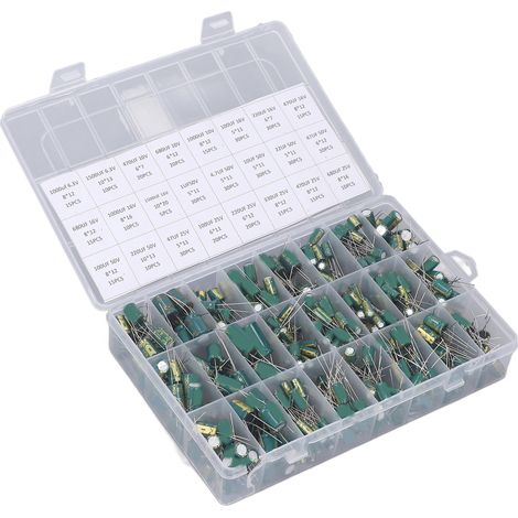 Kit 460 condensateurs électrolytiques à souder, assortiment aluminium vert 6,3V à 50V, composants électroniques pour bricolage et réparation (1/5)