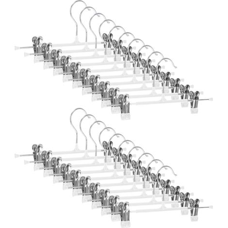 Lot de 20 Cintres, Crochet pivotant 360°, Clips antidérapants, Métal 30cm, Pour pantalons jupes vêtements (1/5)